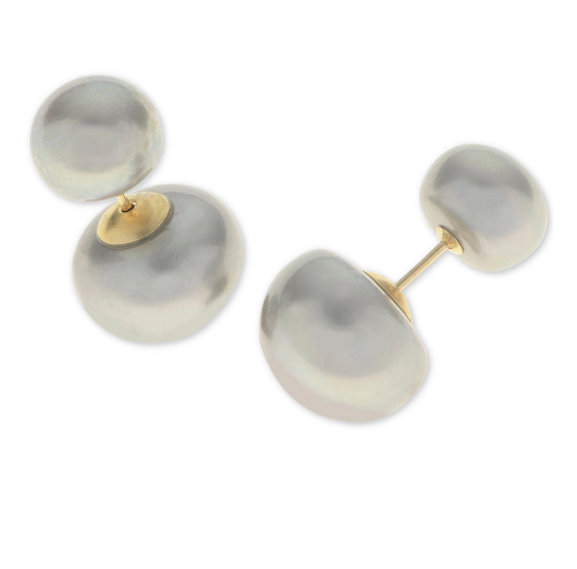 Dark Gray Cultured Freshwater Pearl Earring Set in 14k Gold