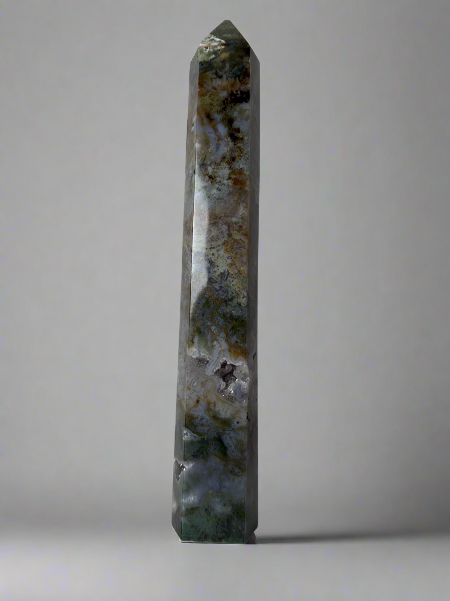 Drusy Moss Agate Tower
