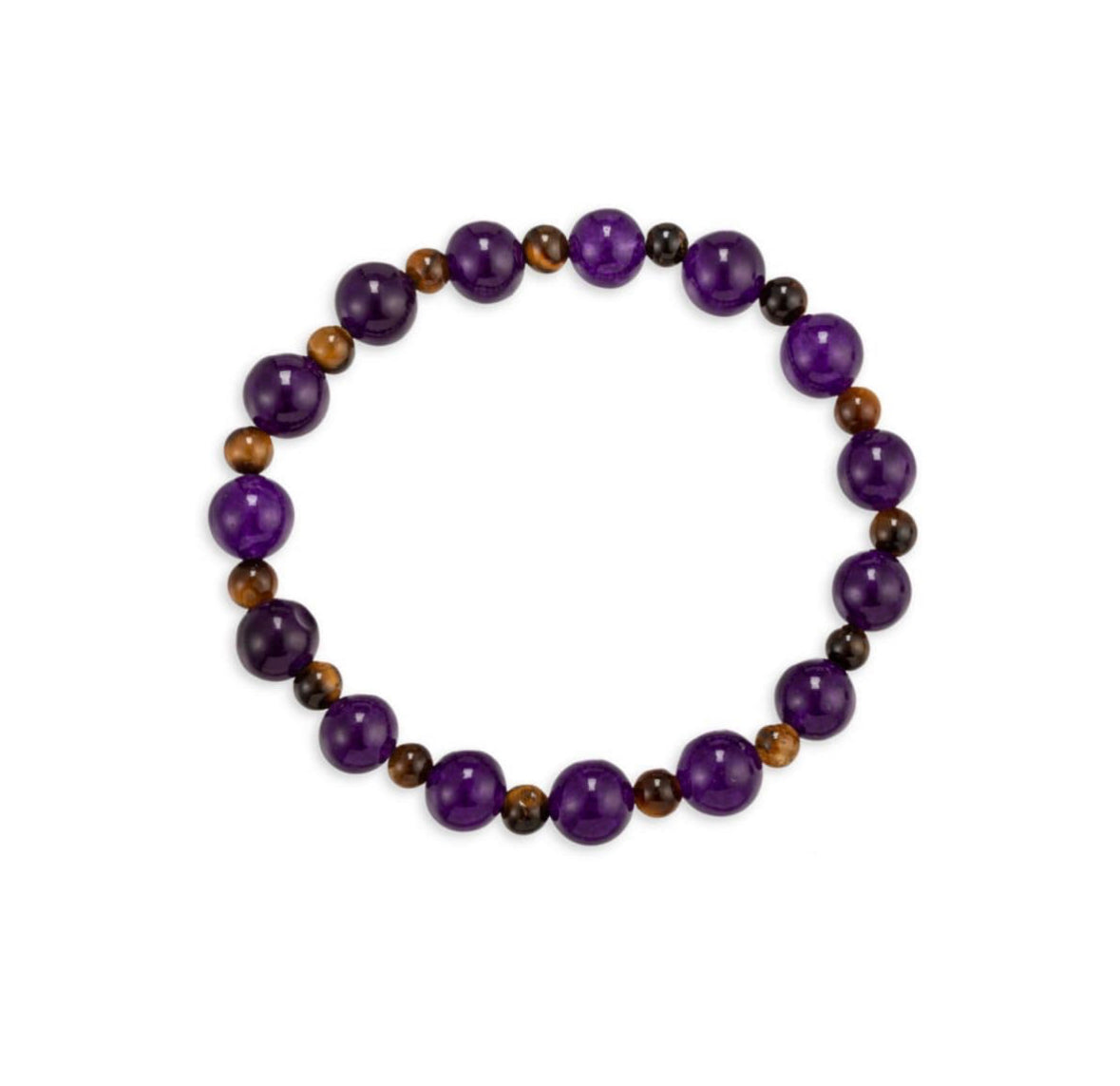 Purple Lapis & Tiger Eye Beaded Stretch Bracelet
