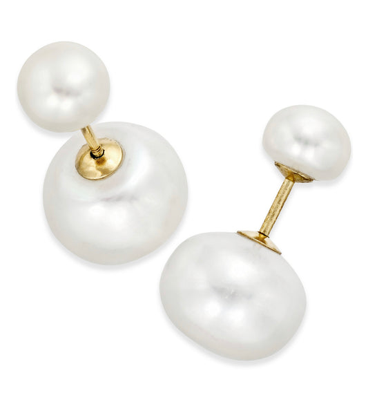 Cultured Freshwater Pearl Earrings Set in 14k Gold