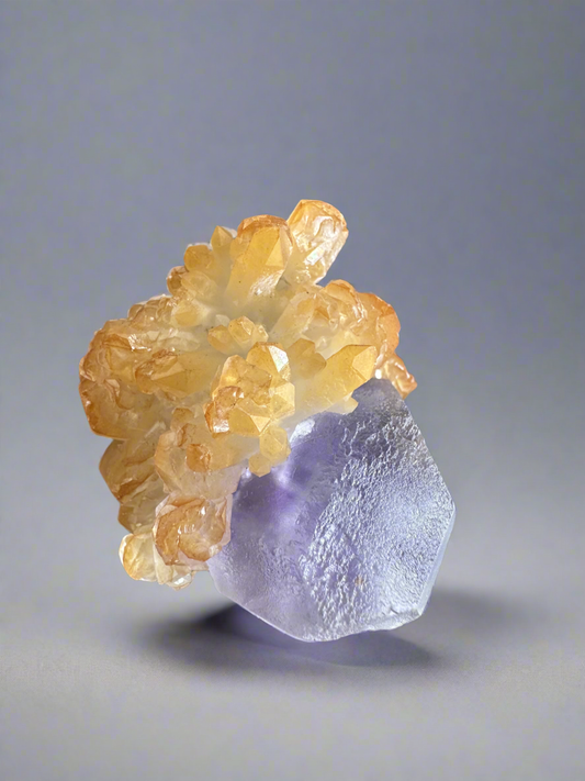 Calcite on Fluorite