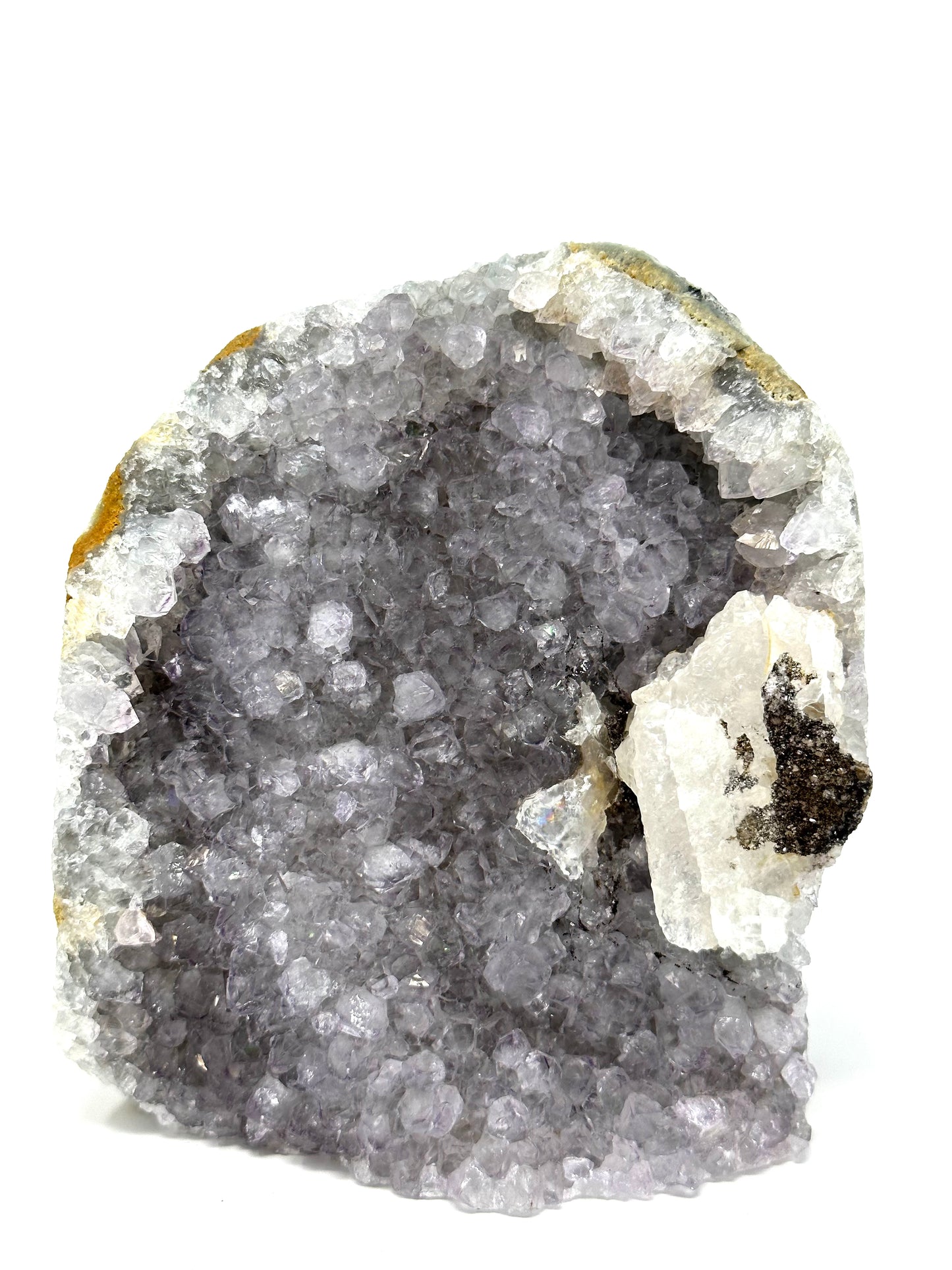 Nebula Amethyst featuring Gemmy Calcite and Marcasite Druse